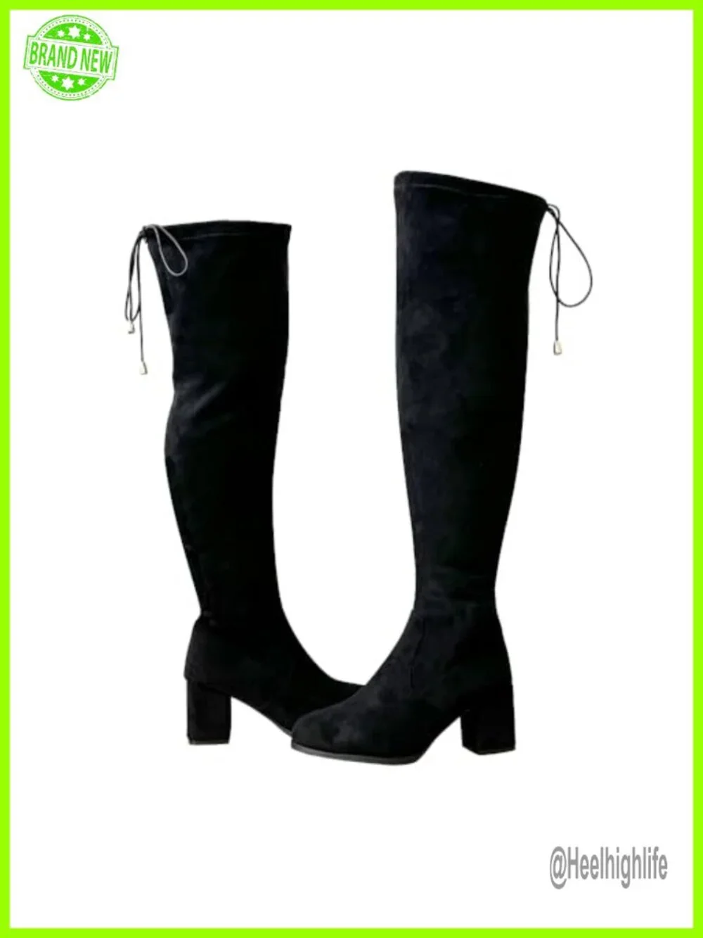 Wide Calf Over Knee Tall Boots Chunky Block Heel Suede